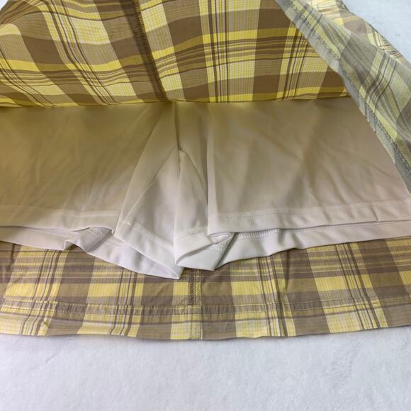 CJ Banks Womens 18W Plus Size Yellow Gold Brown Plaid Skort with Shorts - Picture 7 of 8